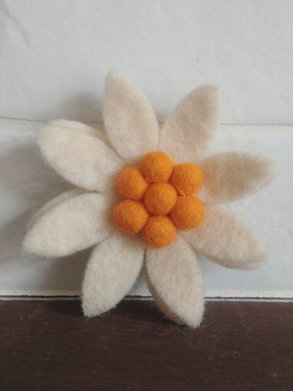 Handmade cream yellow felt flower brooch pin